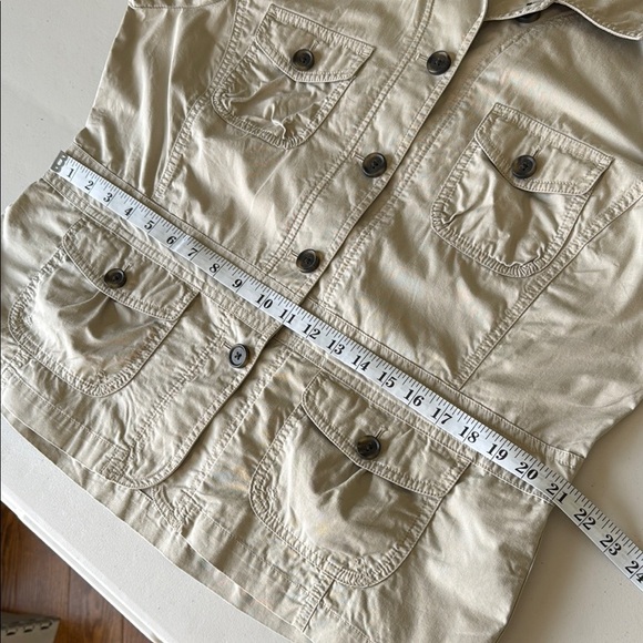 L.L. Bean Tan Utility Jacket Buttoned Cinched Waist Relaxed Fit Cotton Sz 16 - Picture 10 of 16